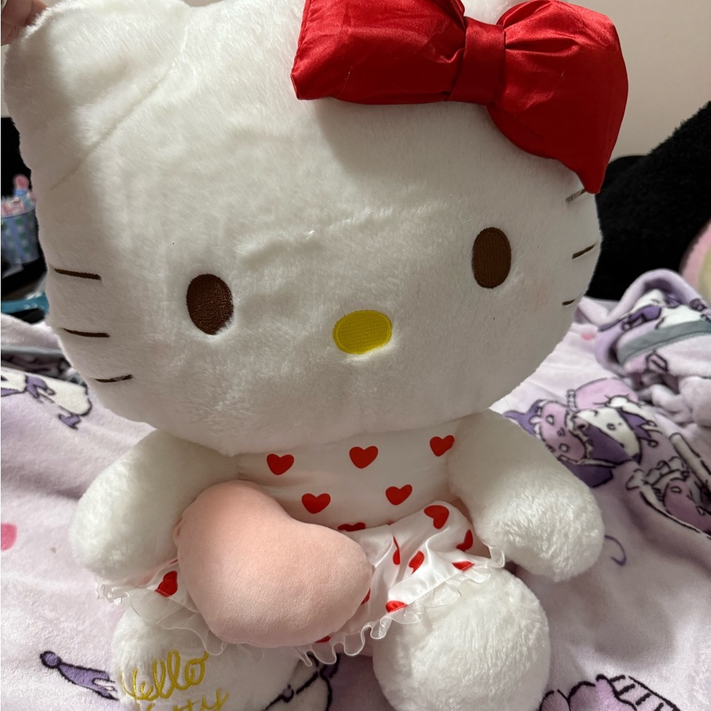 Hello Kitty Plush with Red Bow and Heart Dress